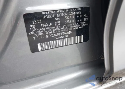 2022 Hyundai Accent Se z USA, uszkodzony, nr VIN 3KPC24A60NE162016